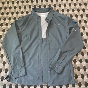 Columbia omnishade dark grey long sleeve button up womens size large